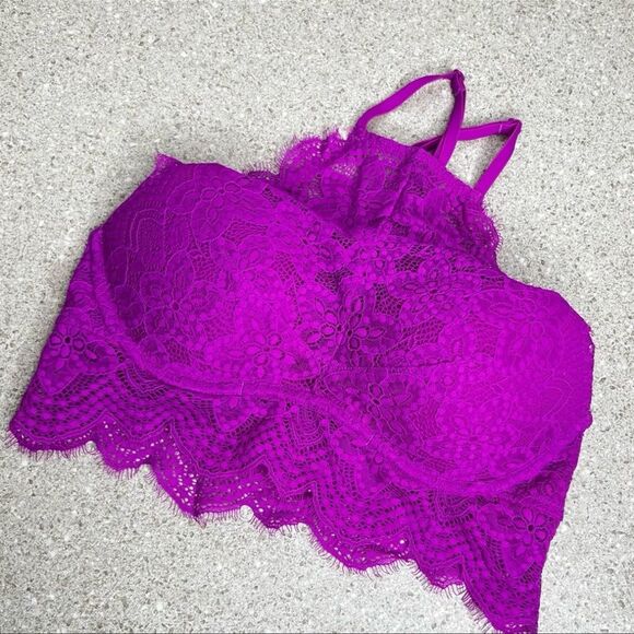 PINK Victoria Secret High Neck Eyelash Bralette Bra - Picture 7 of 10